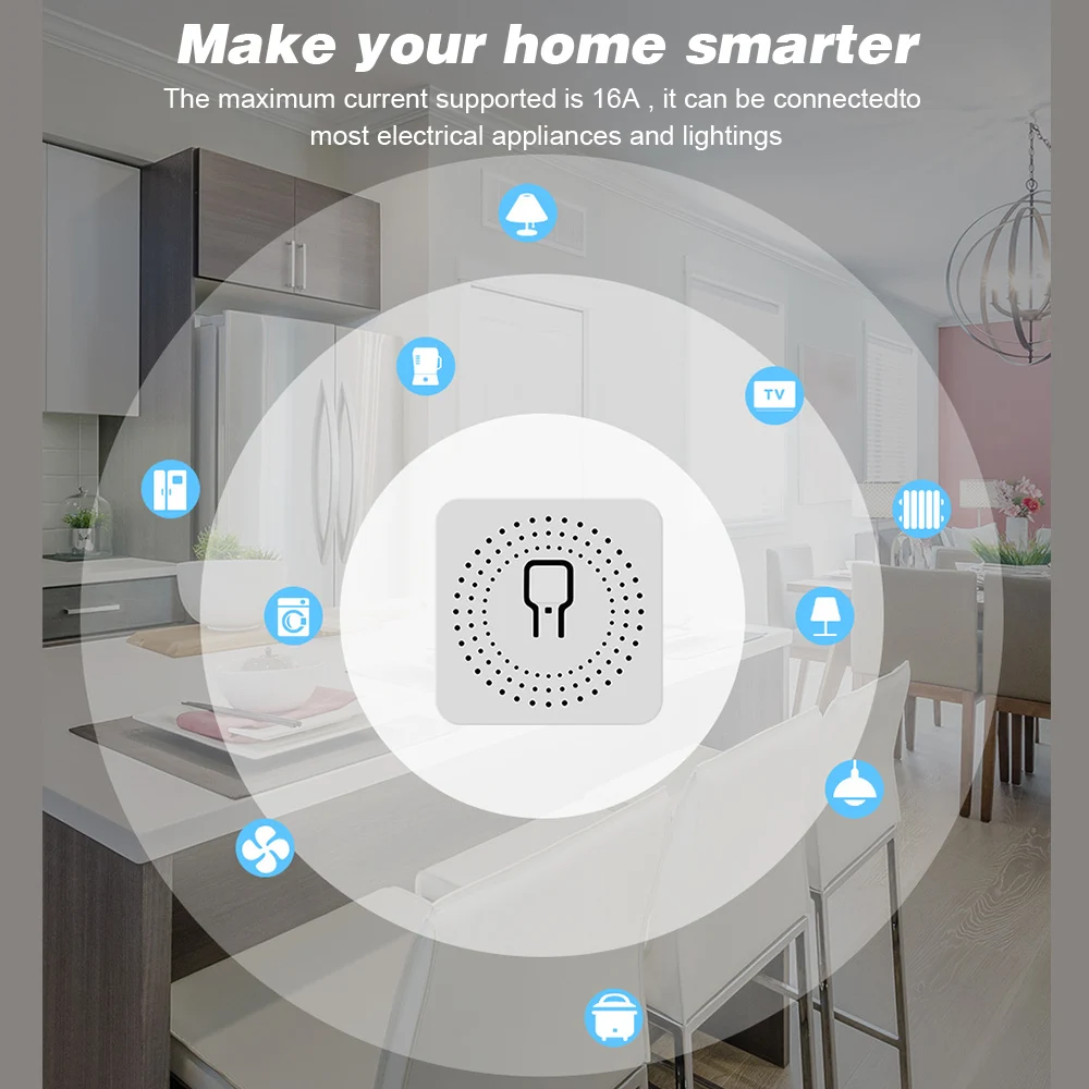 Mini  Module 16A Intelligent Relay Light  APP Remote Control Voice Control Breaker Module Home Appliance Automation