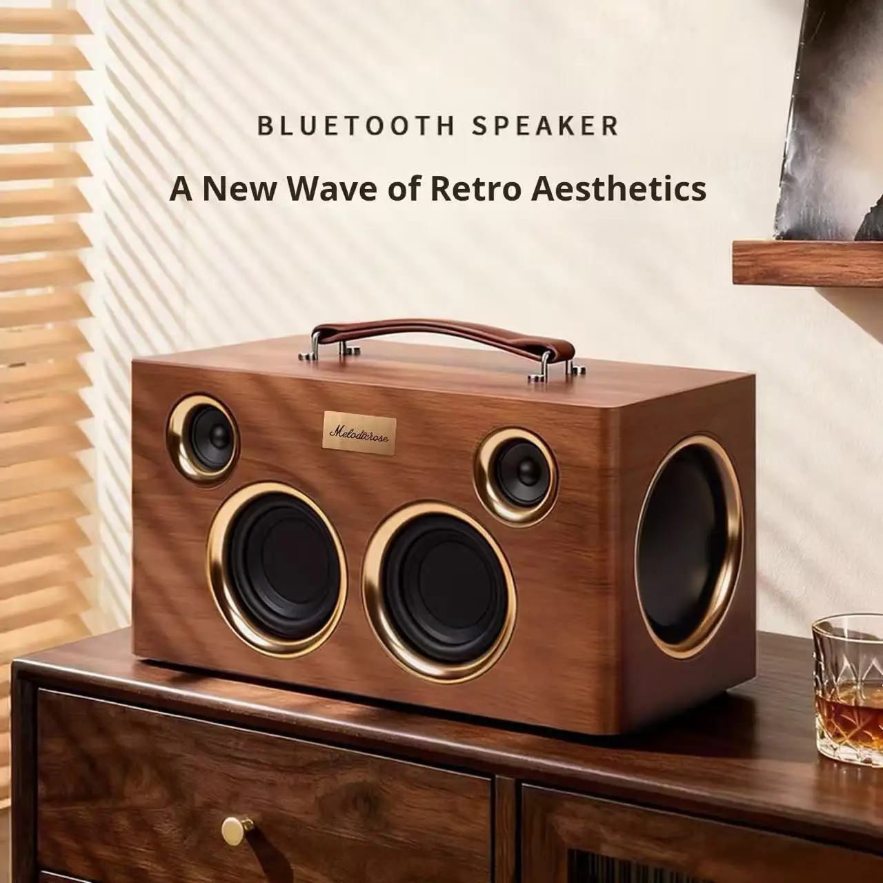 

Summer New Solid Wood Retro Wireless Bluetooth Speaker 120W High Power Speaker HIFI High Fidelity Sound Quality KTV Speaker