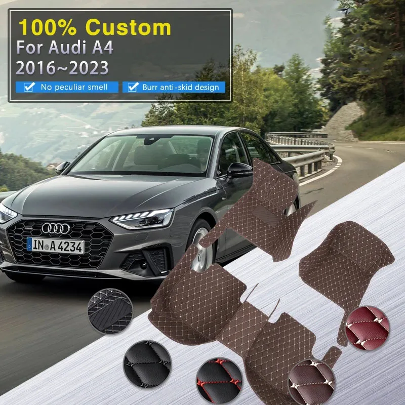 

Car Mats For Audi A4 B9 8W 2016~2023 Floor Carpet Mat Durable Pad Set Auto Interior Parts Luxury Leather Rug Car Accessories