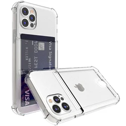 Clear Card Slot Bag Holder Case For iPhone 16 15 14 13 12 11 Pro Max Mini SE X XS 8 Plus Pls Funda Shockproof Soft Wallet Cover