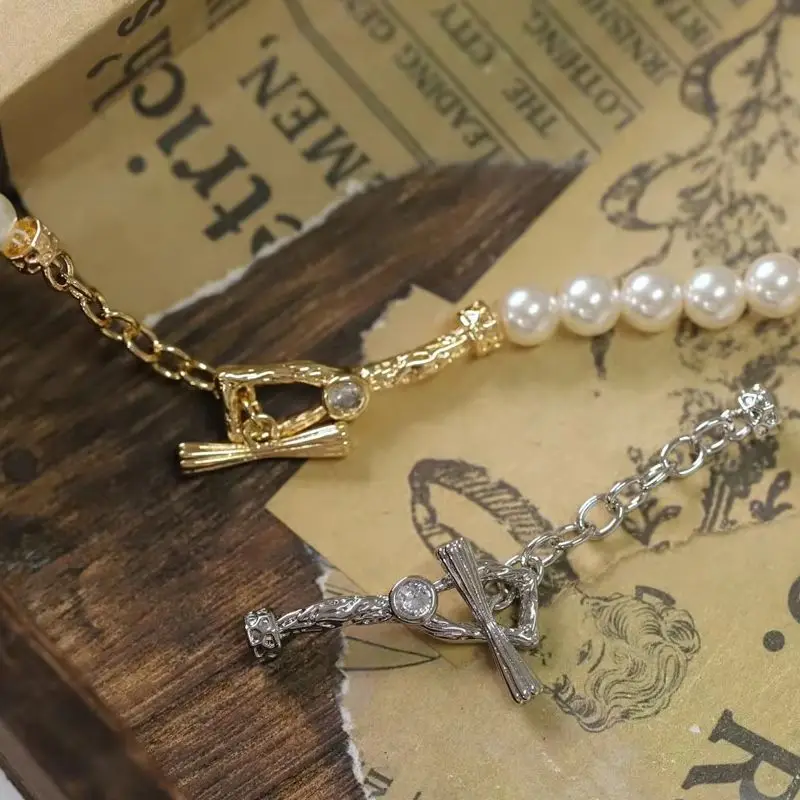 

1PCS 53.5x16.8mm 14K Gold Color Irregular Retro Texture Chain Decorative Necklace OT Buckle DIY Handmade Charm Accessories