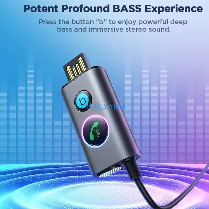 

37JE Bluetoothcompatible 5.3 AUX Adapter Car Noise Cancelling Music Receiver for Home Stereos Headphone Hands-Free Calls
