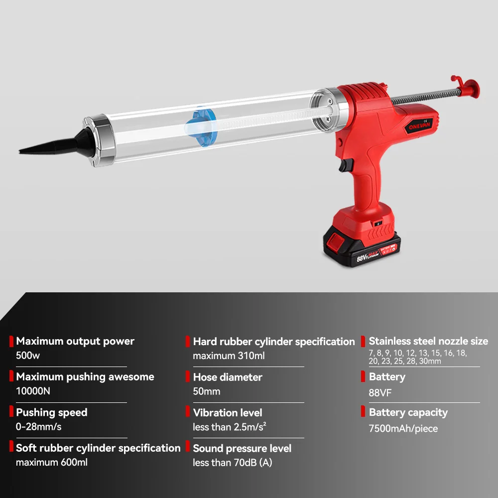 Pistola de pegamento eléctrica inalámbrica ONEVAN, pistola de calafateo de vidrio eléctrica multifunción, herramienta selladora de pegamento