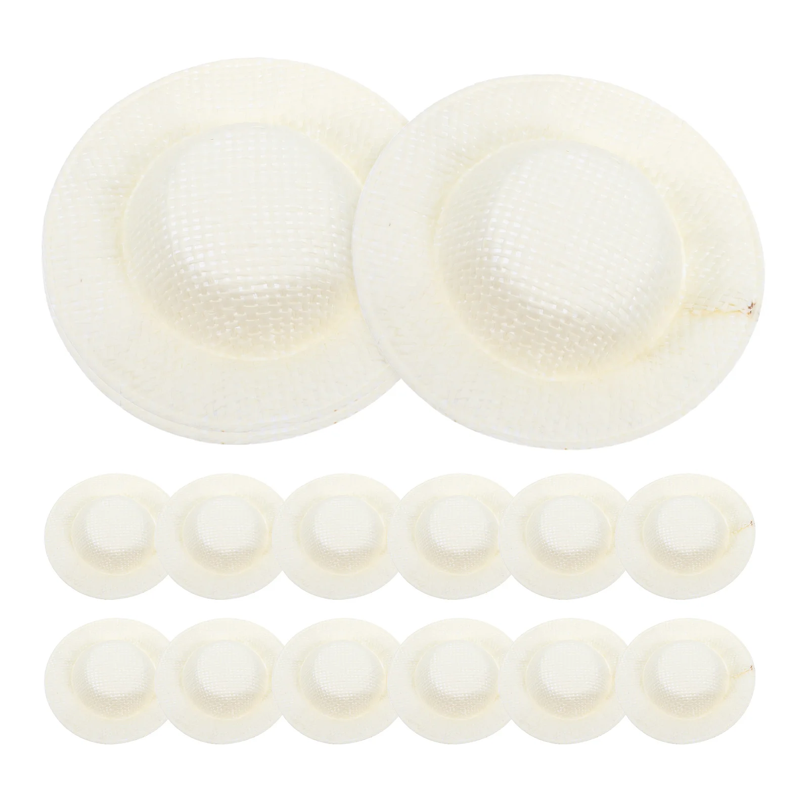 15Pcs Mini Imitation Straw Hats Miniature Woven Caps for Craft Projects DIY Creative Materials Tiny Handmade Accessories