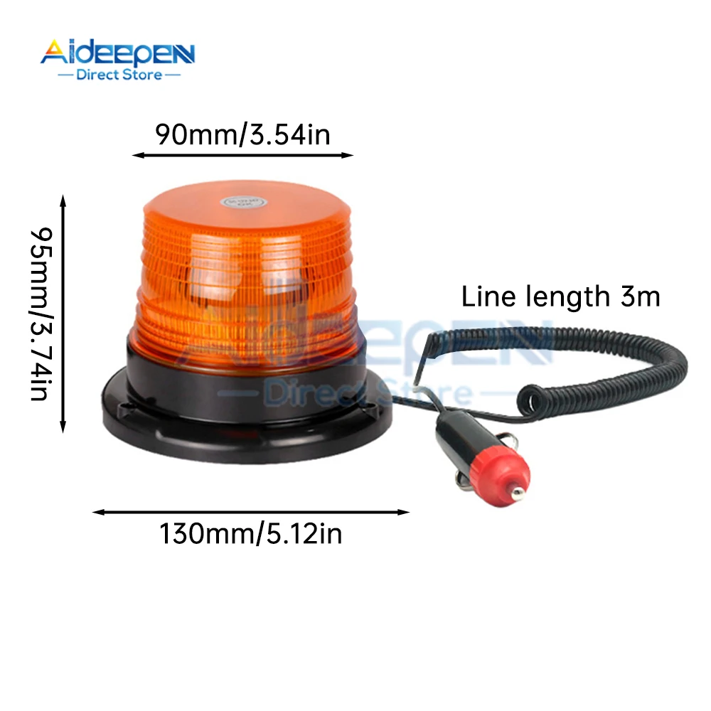 磁気ベース LED ブルー緊急ストロボライト車警察屋根点滅危険警告灯 12 V/24 V 車両安全ビーコンランプ