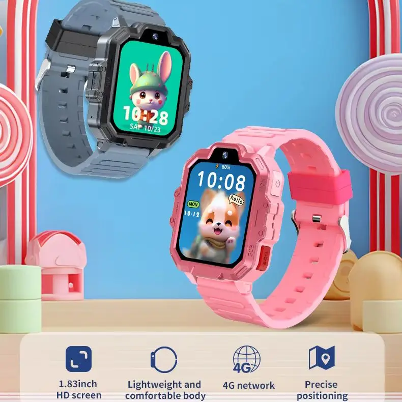 4G GPS Tracker Smart Baby Watch for Children with Anti-Lost Body Temp Monitor Video Call Features T77