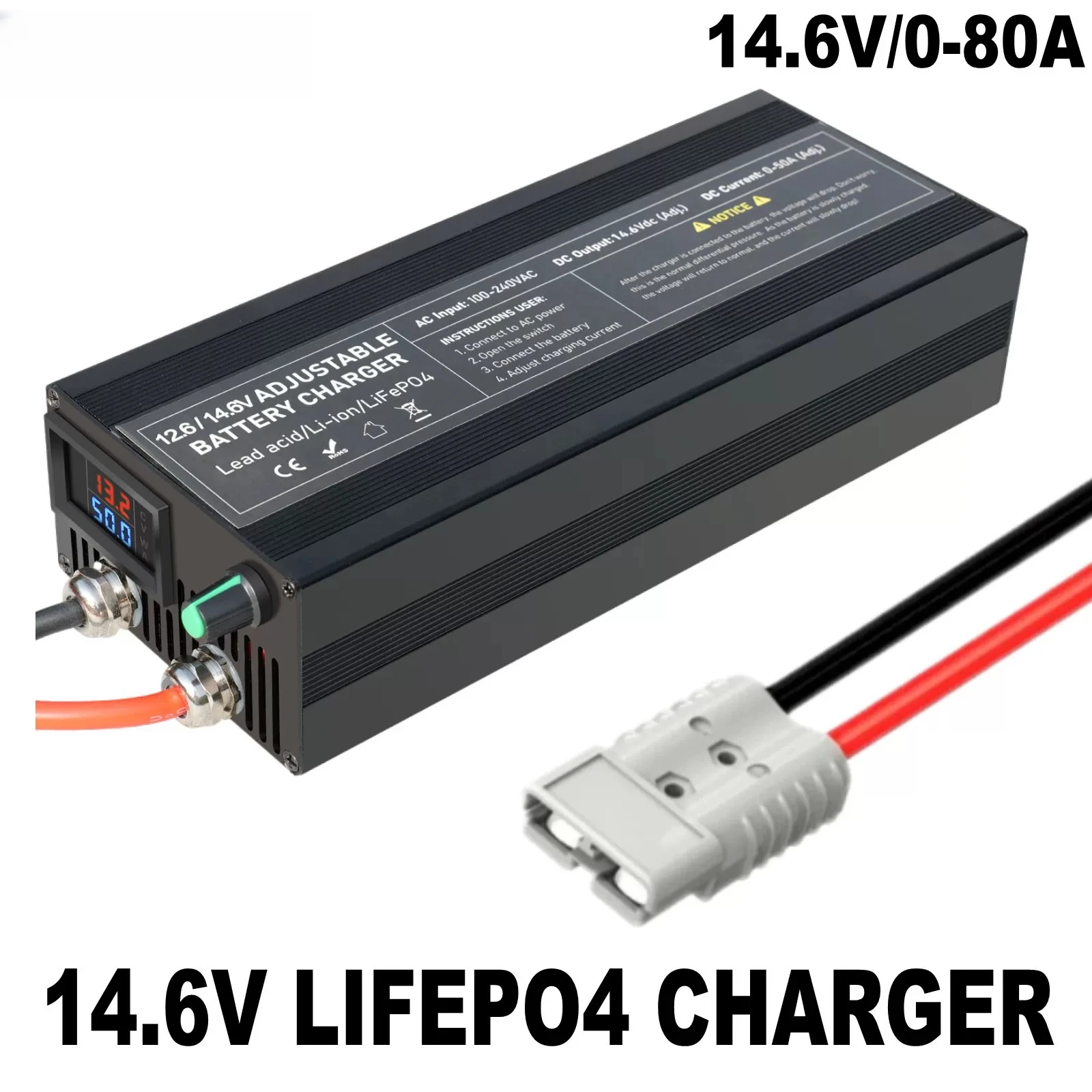 14.6V 36A LiFePO4 Battery Charger – Adjustable, Smart & High Power for 12V LiFePO4 Battery