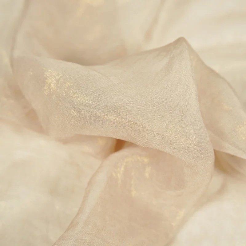 Soft and elegant Solid color Tencel fabric with pearlescent finish and glossy mesh texture for dresses, shirts, and Hanfu garmen