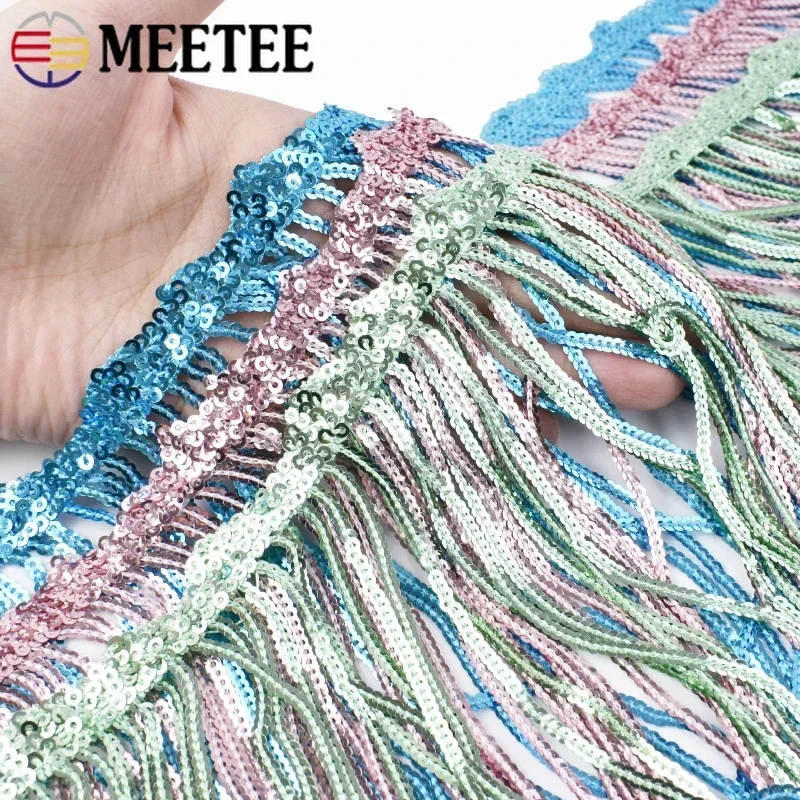 1-10Yards 17cm Sequins Tassel Fringe Latin Dress Lace Trims Fabric Wedding Cothes Ribbons DIY Party Sewing Accessories