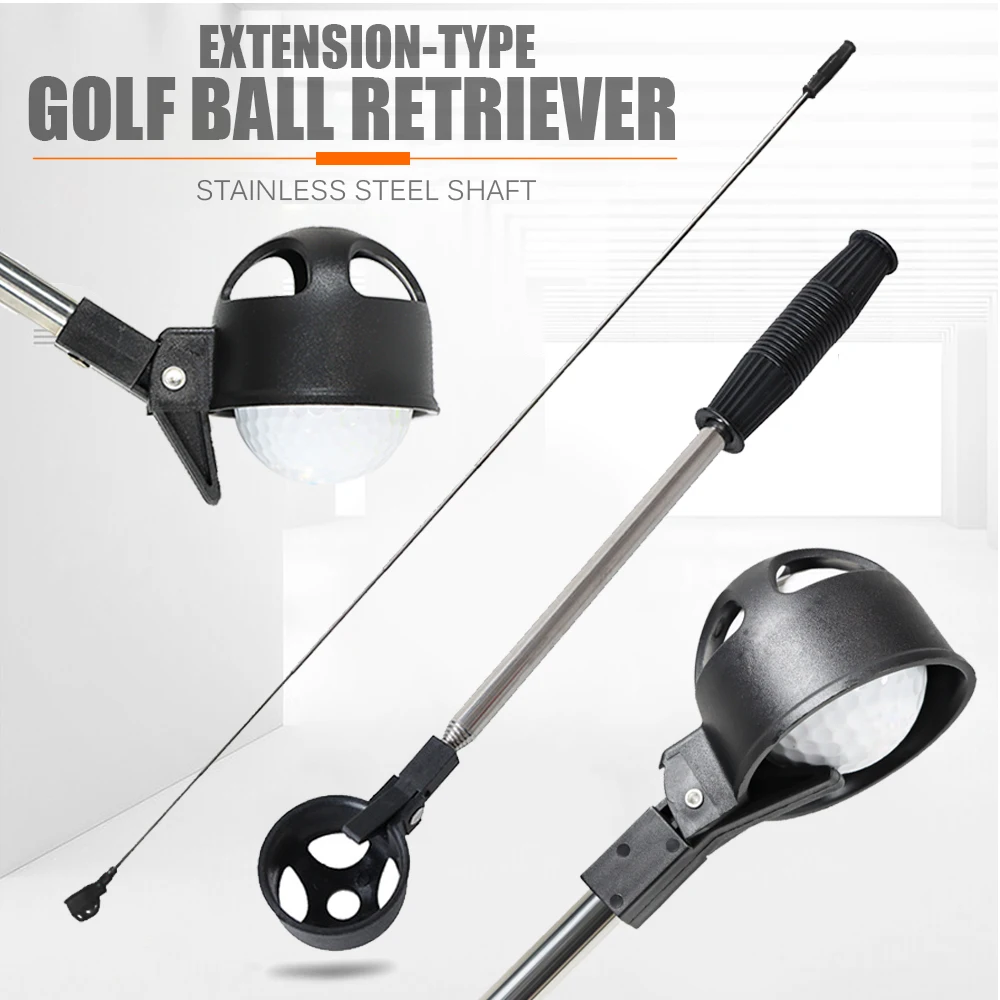 Extension-type Golf Ball Retriever Stainless Steel Shaft Telescopic Rod Golf Outdoor Sport Accessory Portable Pick Up Tool