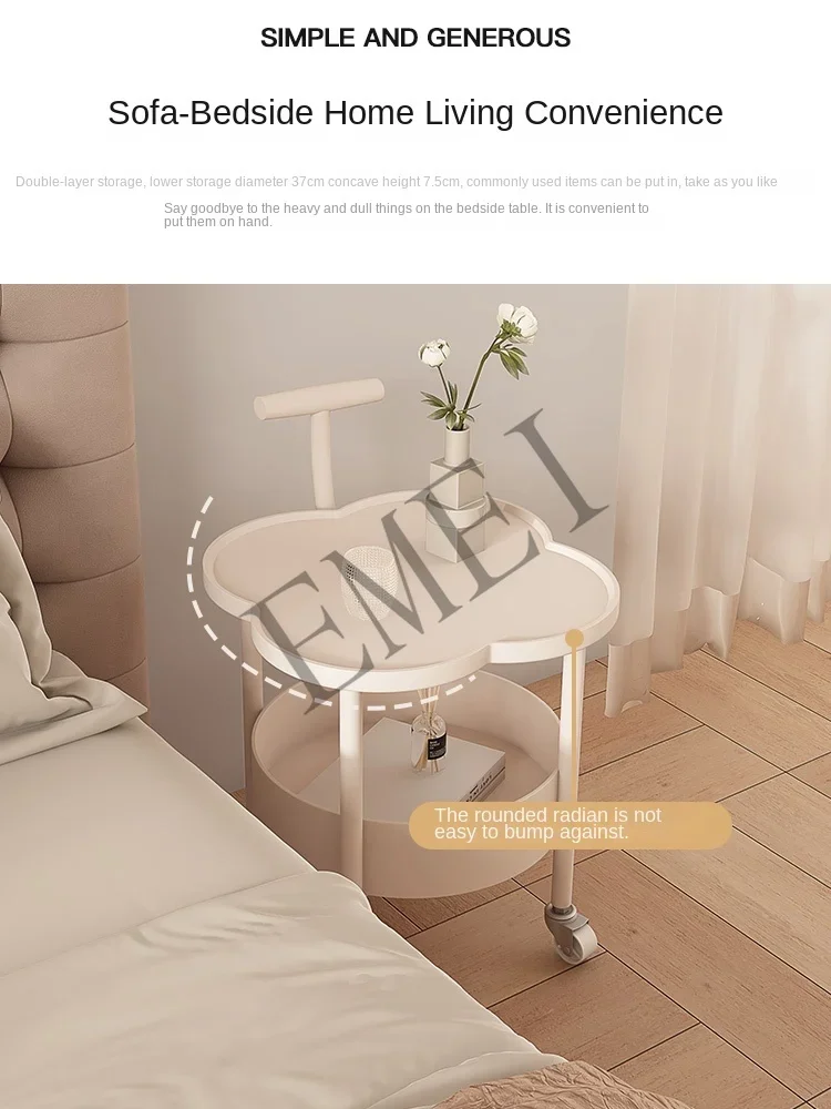 Creative Sofa Side Table Simple Modern Trolley Rack Cream Wind Movable Small Coffee Table