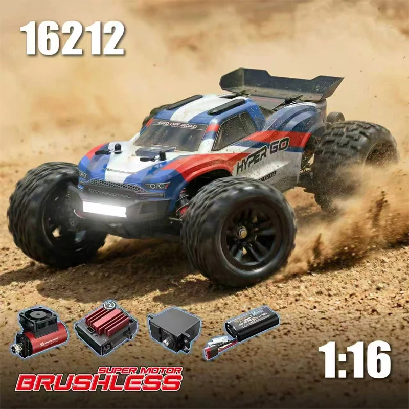 New MJX 16212 1/16 Scale Remote Control Brushless Monster Truck Model High-Speed Off-Road Vehicle RC Adult Children's Toy Gift