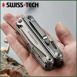 SWISS TECH 18 in 1 Folding Multitool Pliers Multi-functional Combination Tool Pliers Folding Scissors EDC Outdoor Equipment