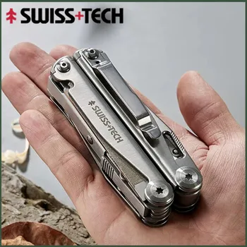 SWISS TECH 18'i 1 Arada Katlanır Çok Amaçlı Pense Çok Fonksiyonlu Kombinasyon Alet Pense Katlanır Makas EDC Dış Mekan Ekipmanları