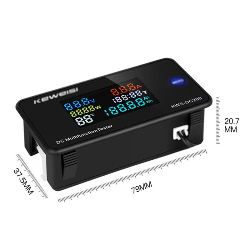 DC 0-200V Voltmeter Ammeter KWS Power Energy Meter LED Digital DC Wattmeter Electric Meter with Reset Function 10A 50A 100A