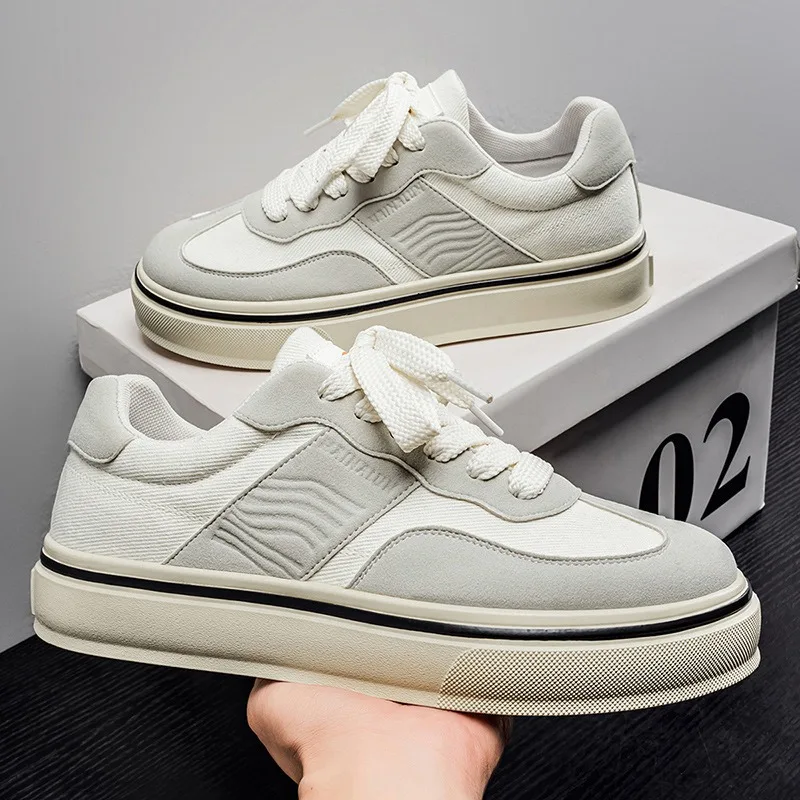 

Korean Men's Retro Casual Sneakers Spring New Breathable Thick Sole Skateboard Shoes Street Style Men Casual Gym Tennis Trainers