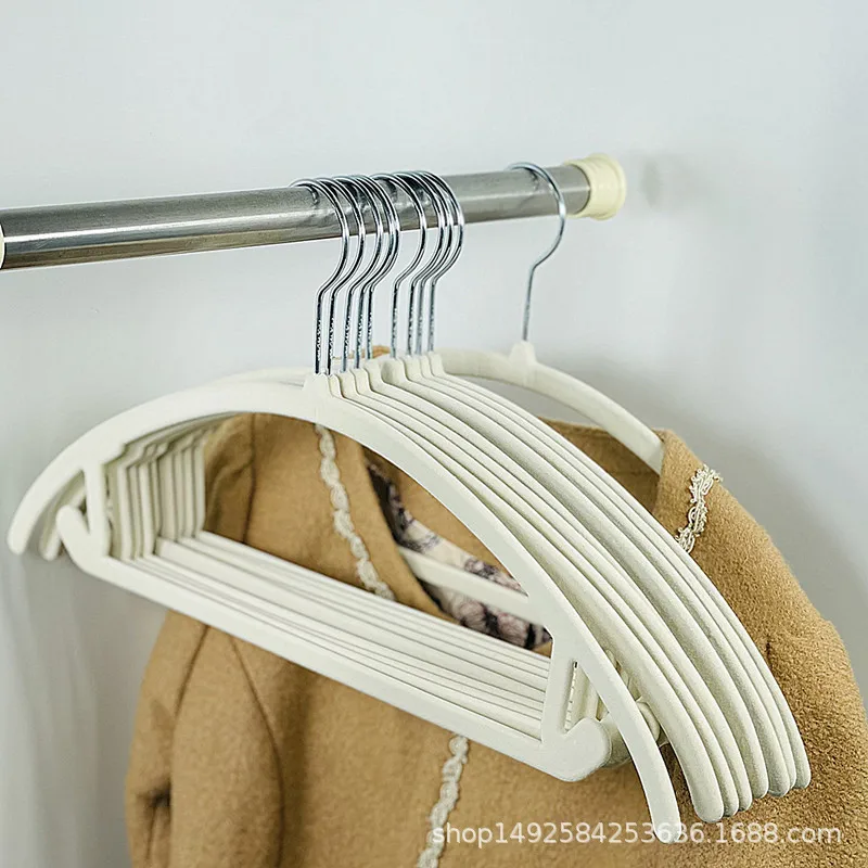 10pcs Anti-slip Clothes Hanger Space Saving No Shoulder Bump T-shirt Rack Non-slip For Bathroom Balcony Organizer