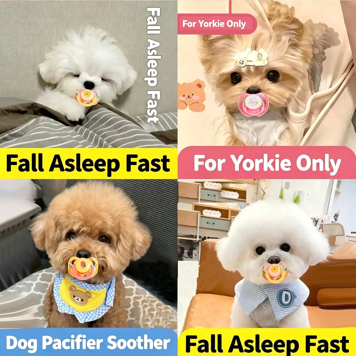 Puppy Pacifier Soother Toy Anti‑Anxiety Calming Chew Accessory Sleep‑Assisting Teething Relieve Anxiety For Yorkie Bichon Teddy