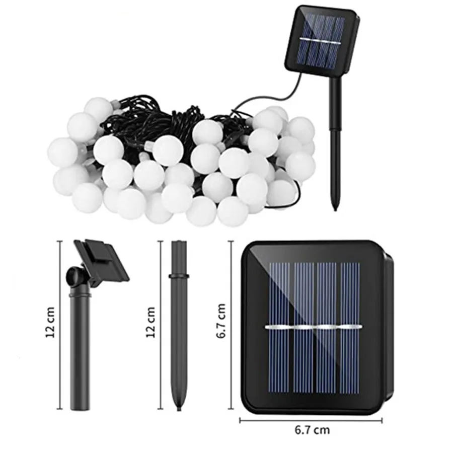 Guirnalda de luces solares para exteriores, iluminación de jardín de hadas, impermeable, para árbol de Navidad, fiesta, decoración de boda, 200LED, blanco, novedad