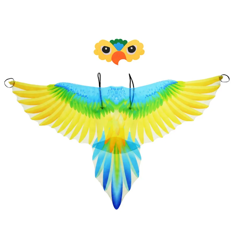 Kids Parrot Wings Cape Costume & Mask Bird Cape Carnival Costume for Masquerade Halloween Carnival Performance Fancy  Costume