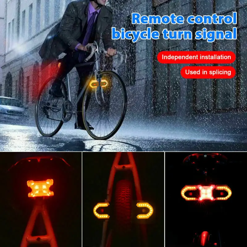 Whole Set Smart Wireless Remote Control Bike Turn Signals Front Rear Light Motorcycle Scooter Cycling Safety Warning LED Lamp