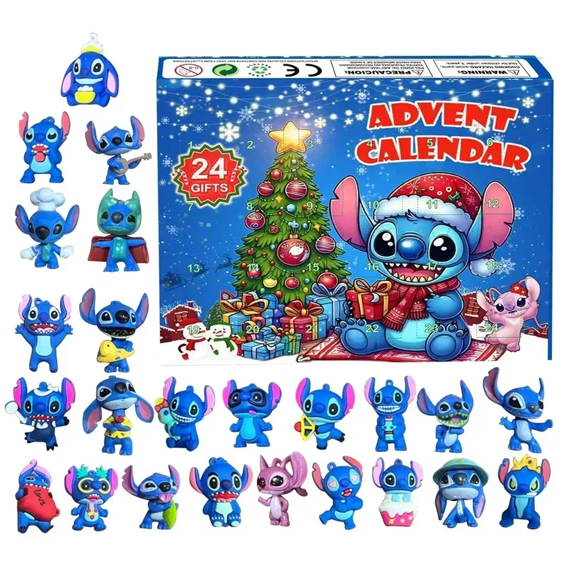 Cartoon Stitch Christmas Advent Calenda Disney Figure Lilo&Stitch Mini Model Toy Ornament for Children's Christmas Gift