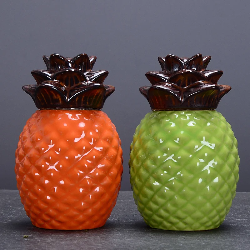 الإبداعية السيراميك الأناناس علبة شاي مقاوم للرطوبة مختومة Pu-erh الشاي الأسود الشاي الأخضر علبة حلوى الزفاف Wed #1