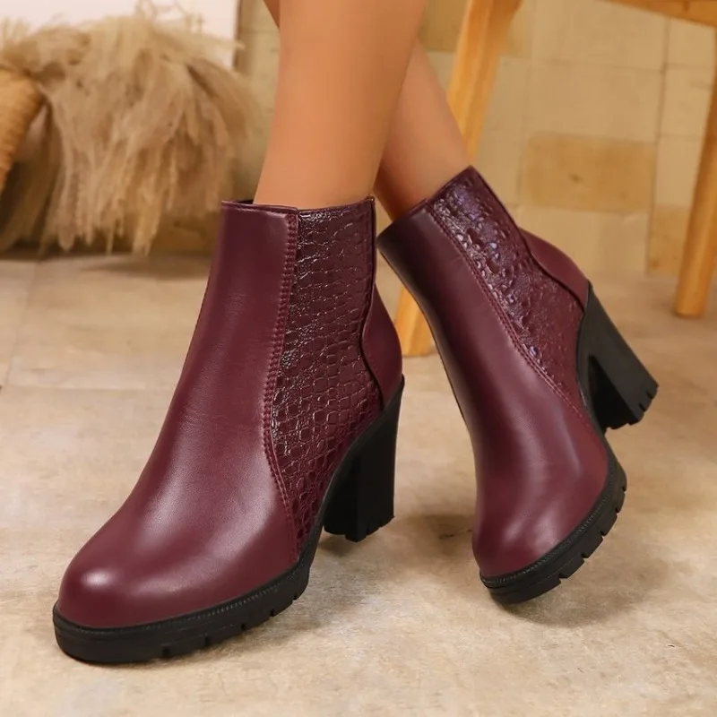 Autumn New Women Short Boots 2025 Fashion Zip Increased Ankle Boots Big Size 36-43 Women's Casual Shoes Ladies High Heels Botas
