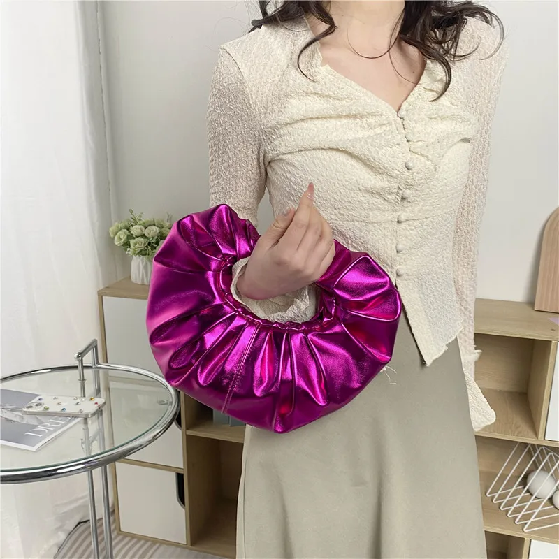 Ruffles Handbag Ladies Top Handle Underarm Bags Party Evening Clutch Silver Purse Luxury Women Bag Designed Fancy Festa Wallet