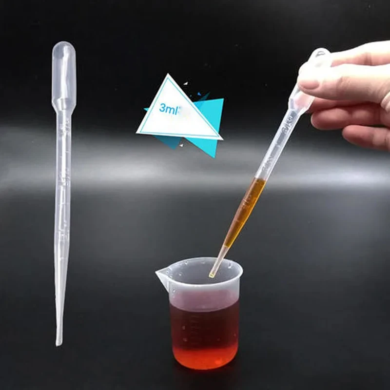 100pcs 3ml Transparent Disposable Graduated Transfer Pipettes Eye Dropper for Lab Chemicals Experiment Supplies Makeup Tools