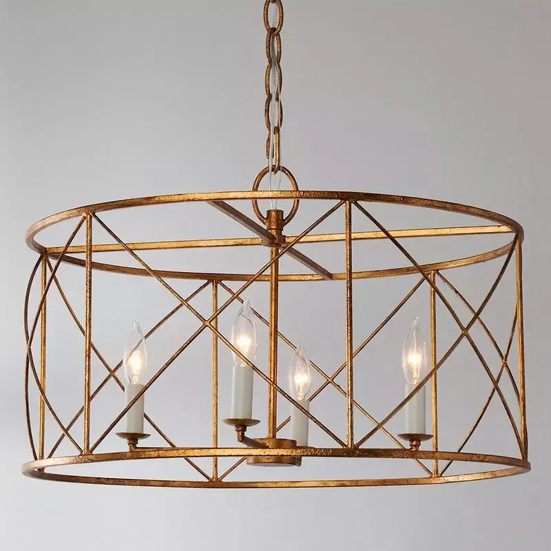 American retro wrought iron restaurant chandelier, bedroom light designer creative personalized living room main homesta