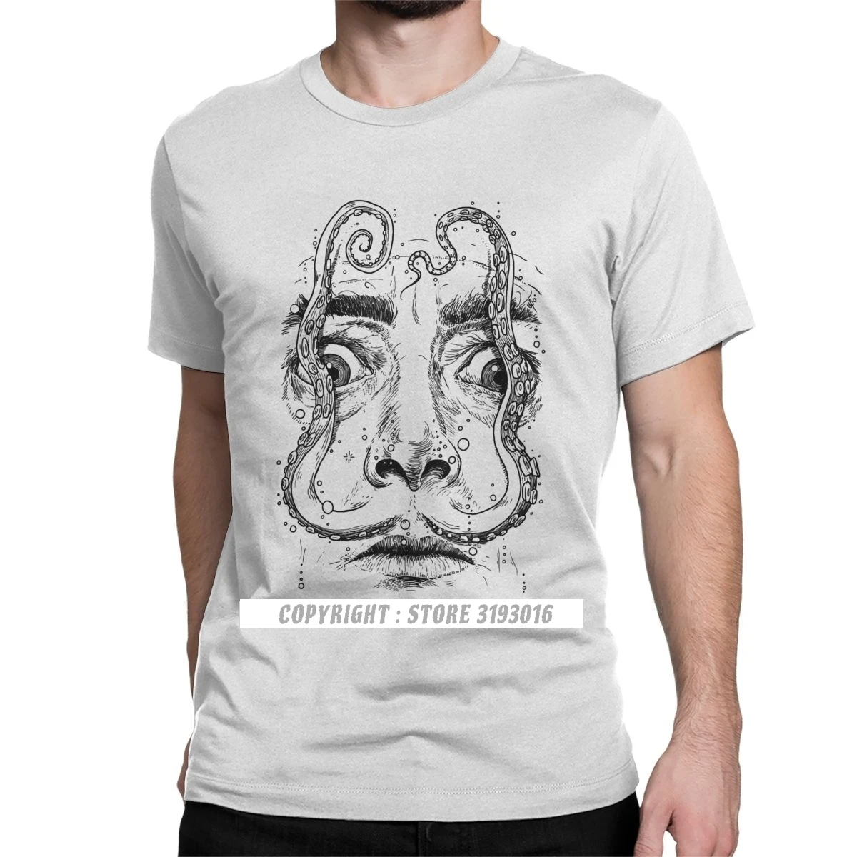 Octopus Dali T-Shirt Men Salvador Surrealism Painter Portrait Artist Vintage Cotton Tees Camisa T Shirts Hallowmas Tops