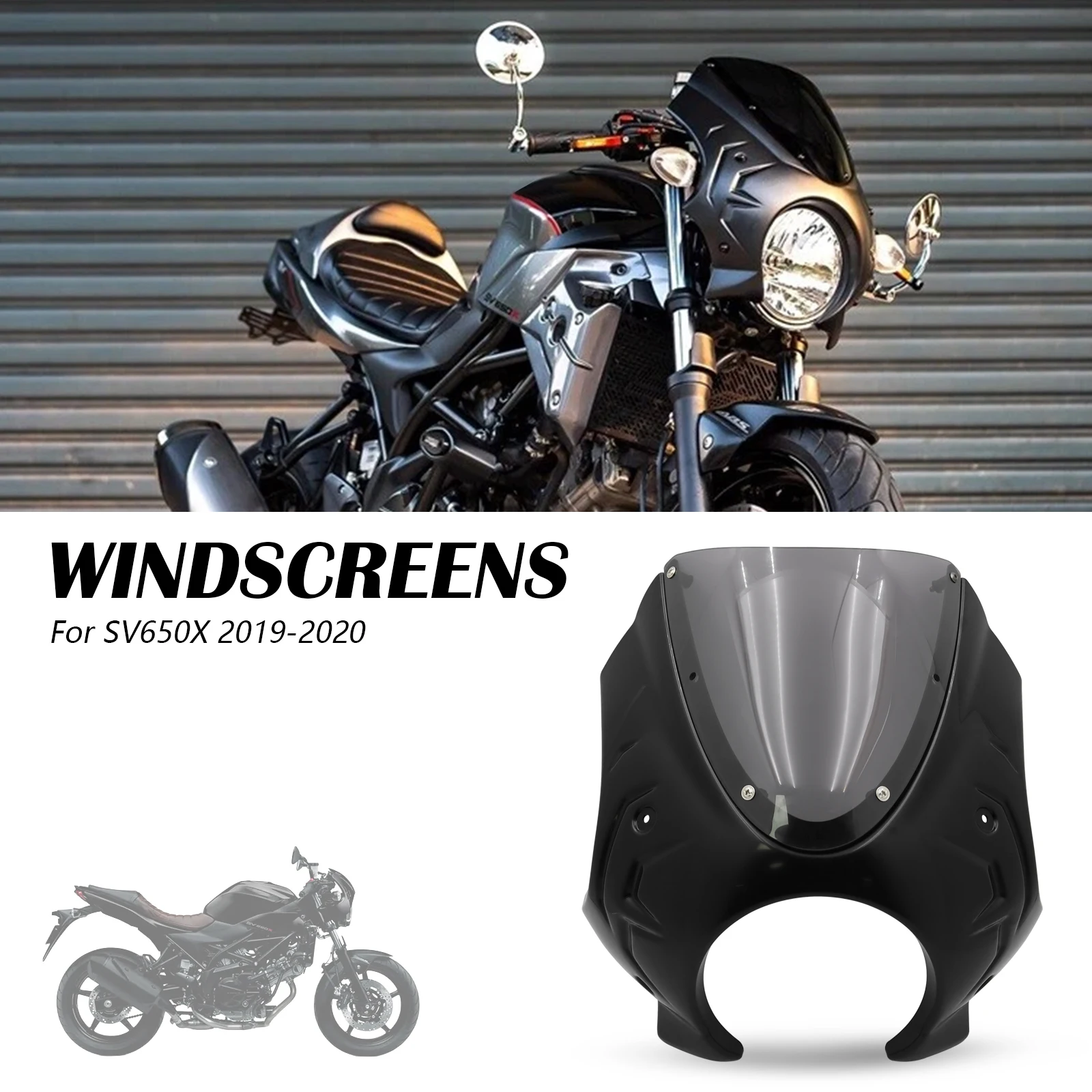 

Motorcycle windshield Windscreens For SV650X SV 650X sv650x 2019-2020 Front Headlight Fairing Retro Wind Screen Cover