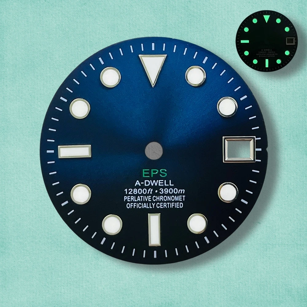 28.5mm High Quality S Logo SUB Dial NH35 Dial Suitable For NH35/NH36 Movement C3 Green Luminous NH35 Modification Accessories