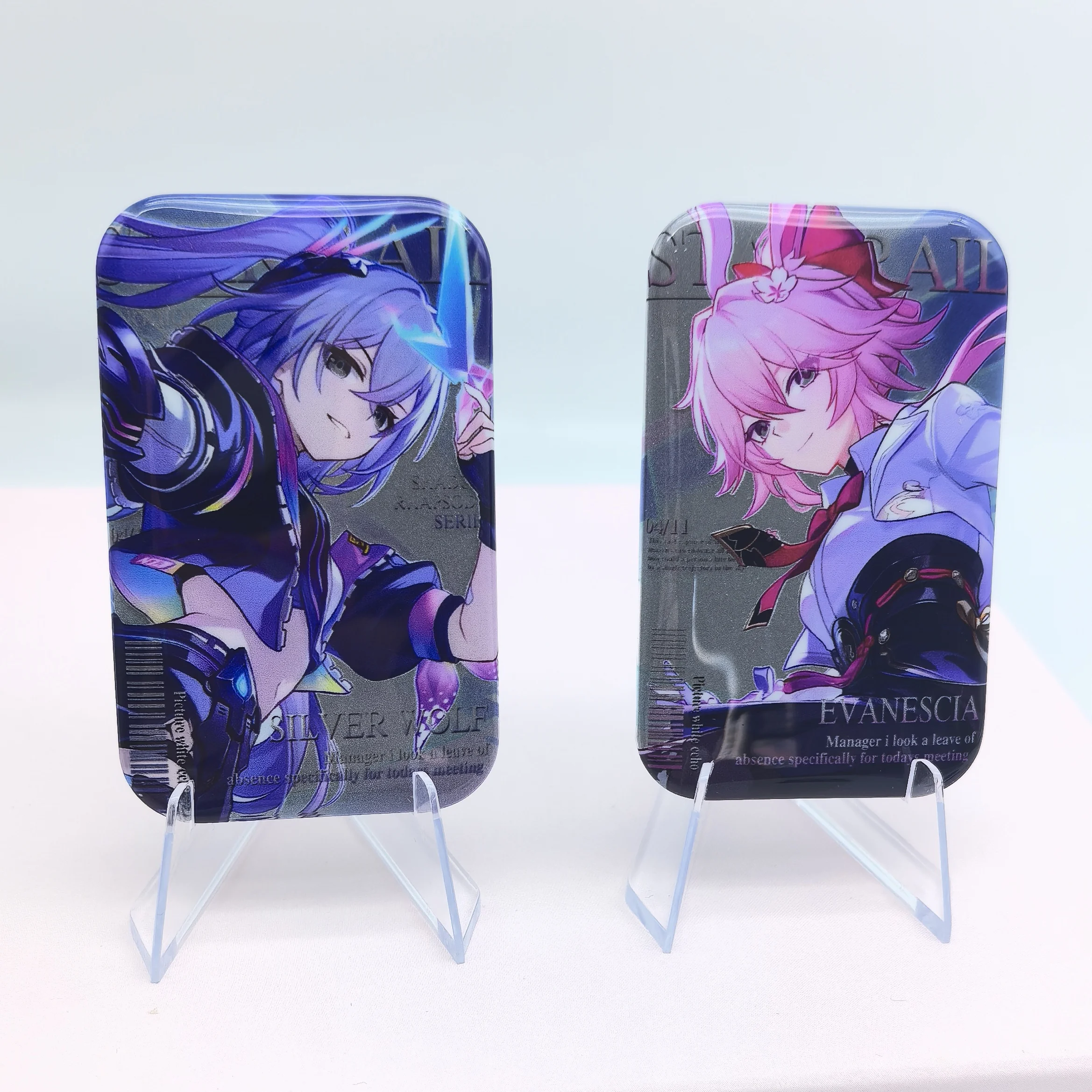 1Pc March 7th Silver Wolf Evanescia Square Enamel Brooch Honkai Star Rail Anime Badge Cosplay Collectible Gift Party Accessory