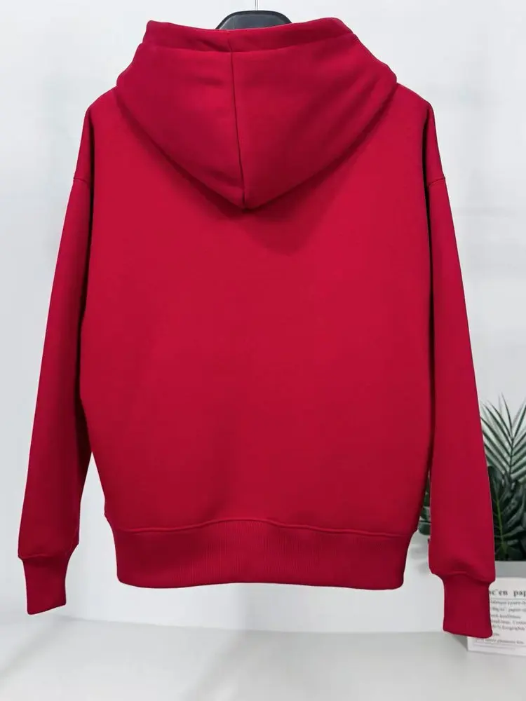 Thiened Fce moletom com capuz feminino inverno outerwear americano casual cor blo carta cola impressão camiseta sle casaco