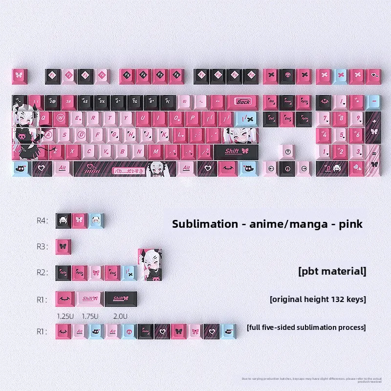 Anime Keycaps 132 Keys Original Profile PBT Dye-Sublimation Custom Full Set for Mechanical Keyboard