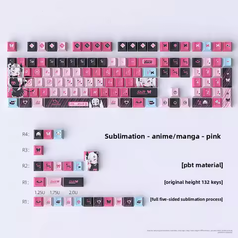 Anime Keycaps 132 Keys Original Profile PBT Dye-Sublimation Custom Full Set for Mechanical Keyboard