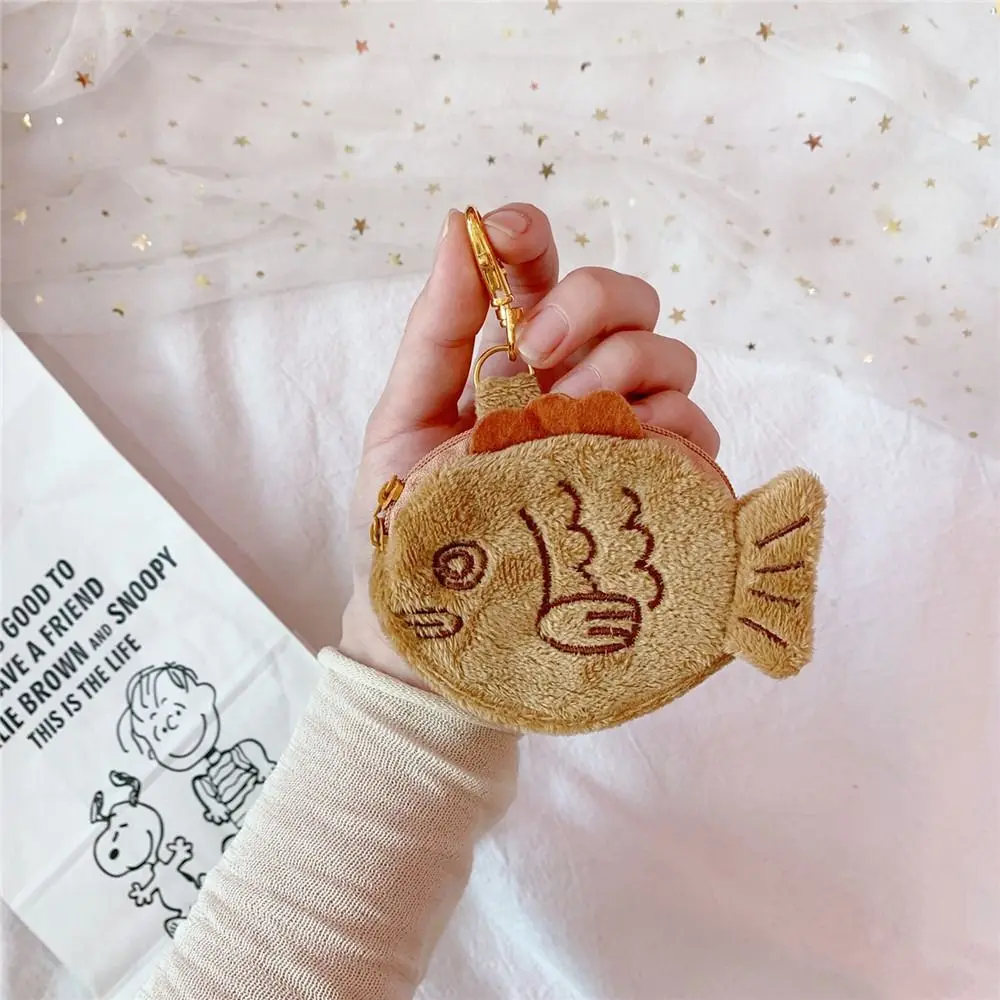 Package School Bag Pendant Student Wallet Plush Bag Zipper Wallet Soft Taiyaki Coin Purse Small Fish Purse Coin Purse Keychain