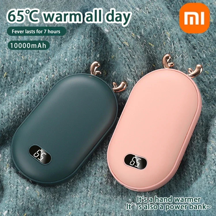 Calentador de manos Xiaomi 2 en 1, Banco de energía portátil de 10000mAh, pantalla de temperatura, bolsillo ajustable, calentador de manos portátil en invierno ﻿ Regalo