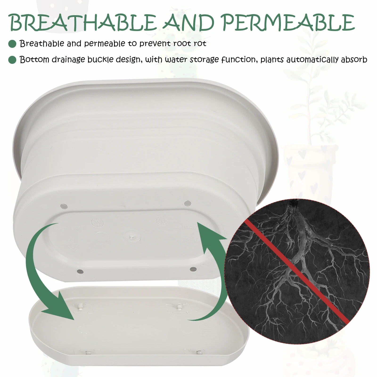 

Flower Pot Balcony Chlorophytum Planting Hanging Pots Flowerpots Wall Mount Indoor Planter Beige