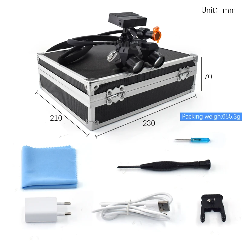 3.5X-5.5X Dental Binocular Magnifier LED Loupe with Adjustable Zoomand Pupillary Distance Oral MedicalInstrument