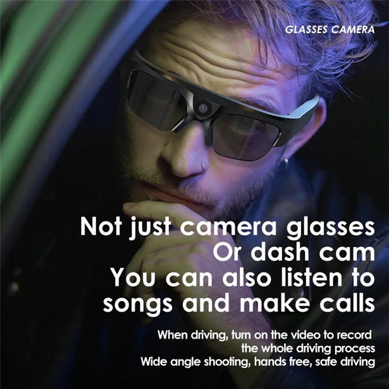نظارات ABMF-HD 4K اللاسلكية بلوتوث الذكية، مكالمات بدون استخدام اليدين، سماعات الموسيقى مع ميكروفون، نظارات شمسية رياضية DV