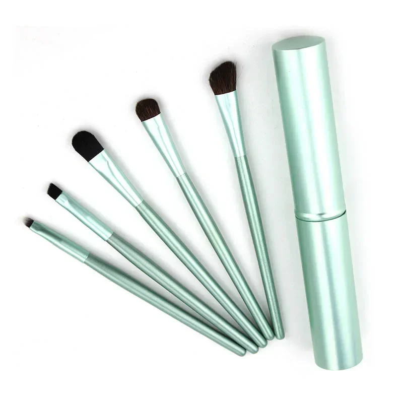 5pcs Eyeshadow Makeup Brushes Soft Natural Animal Hair Wood Handle Eye Shadow Blending Make Up Brush Set with Bag Cosmetic Tools