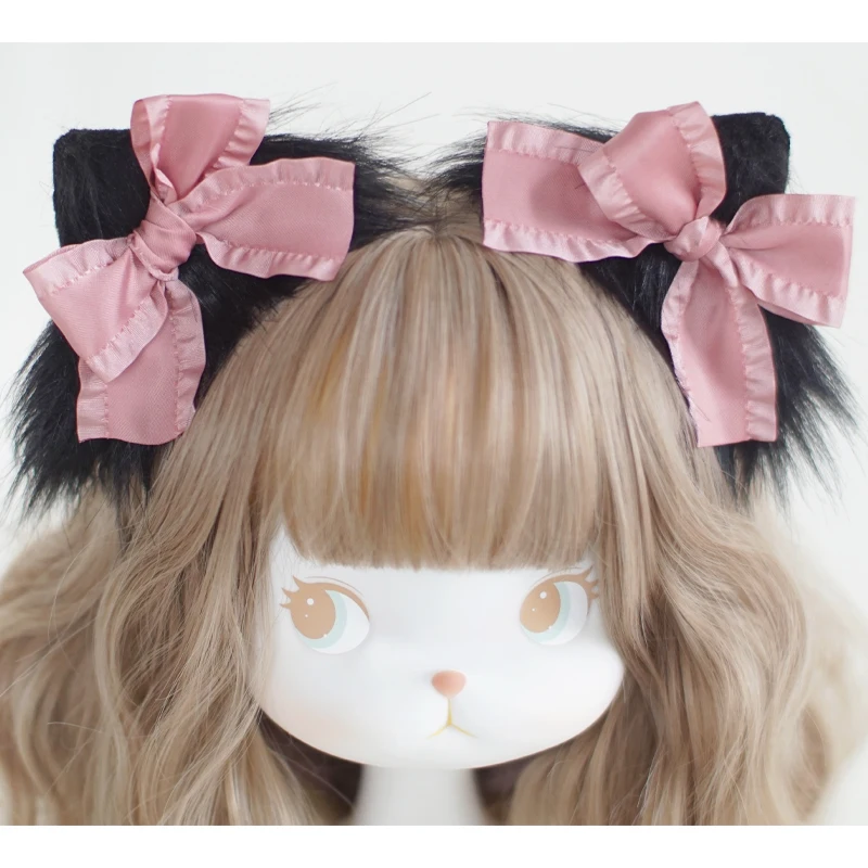 Lolita accessories bow black cat ear hairpin Lolita tiara anime cosplay cat ears