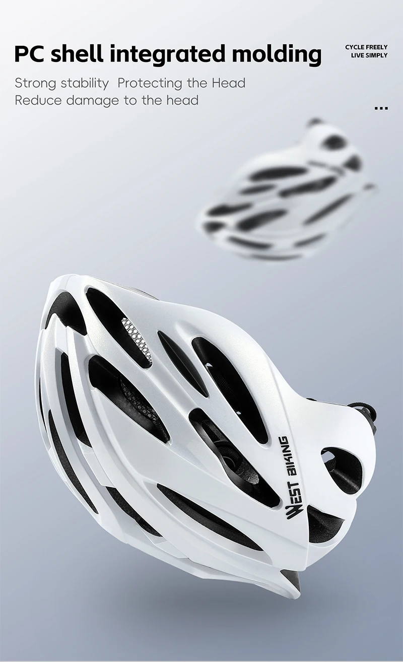 WEST BIKING Fahrradhelm, leicht, integriert geformt, 24 Belüftungslöcher mit Moskitonetz für Mountainbike, Rennrad, Herren, Damen, Sicherheit – Detail 5
