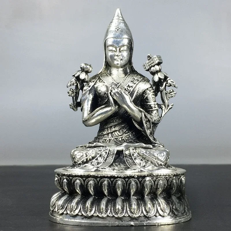 Tibetan Buddhism Tsongkhapa Master Statue Hand Carved Guru Sculpture Dharma Altar Worship Ornament
