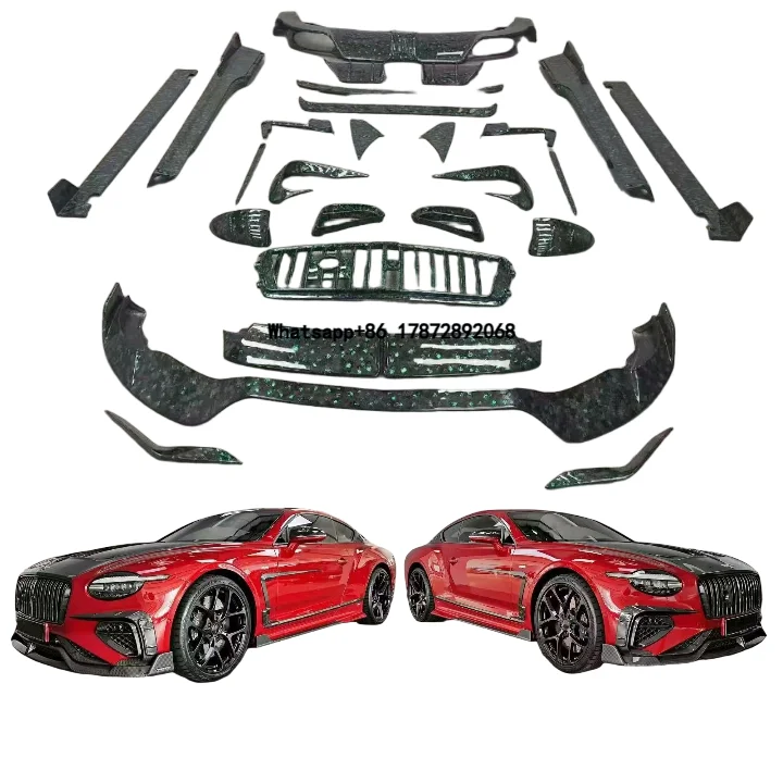 New 2026 Continental GT M Style Custom Carbon Fiber Bumper Body Kit Front Lip Rear Diffuser Side Skirts Aerodynamic Clips