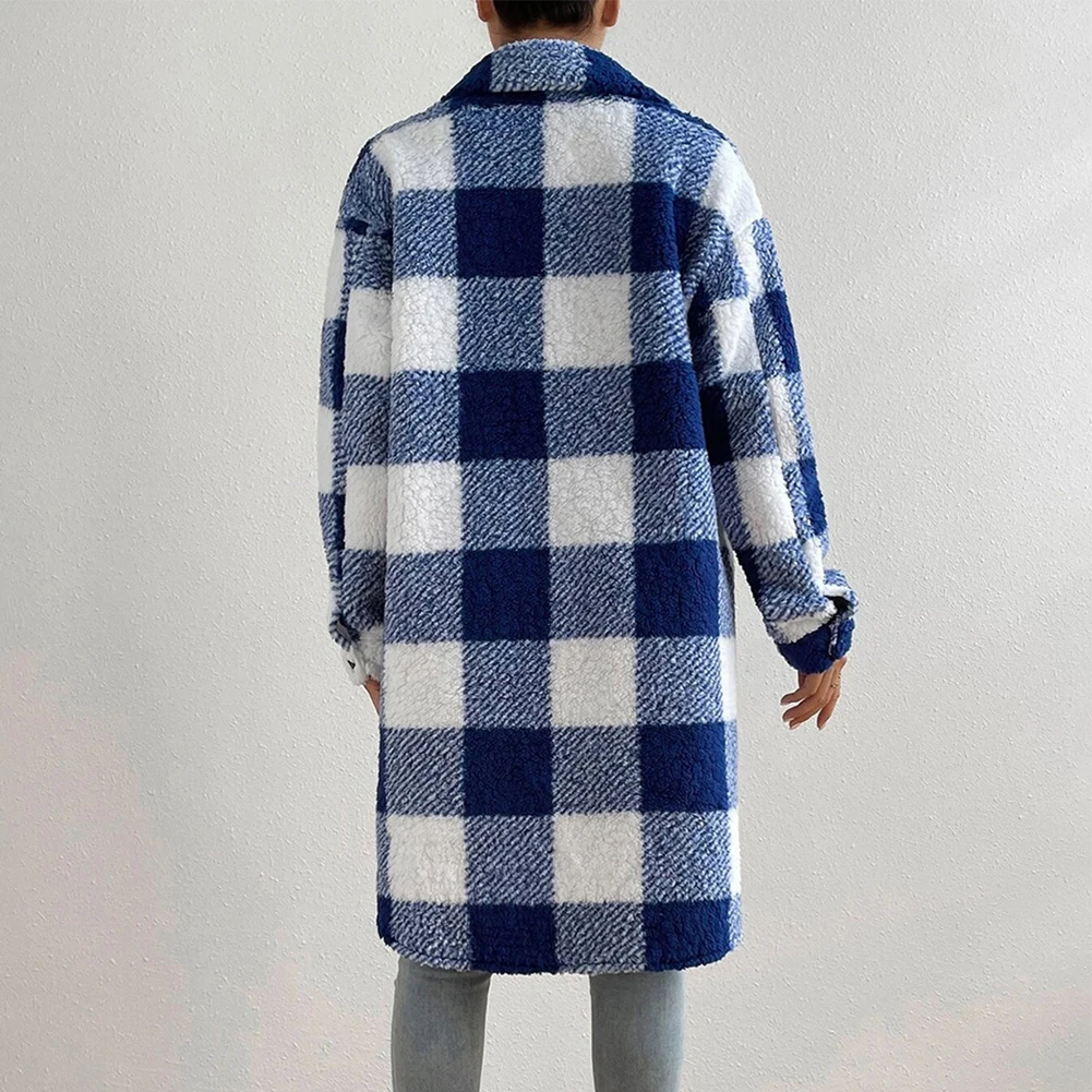 Outwear Jacket Daily Fleece For Vacation Shacket Cardigan Trench Coat Womens Tartan Check Jacket Plaid Long Jacket