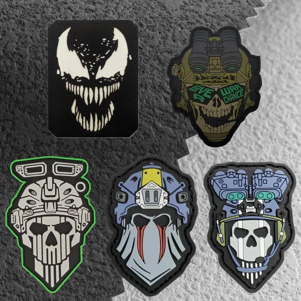 Call of Duty Shadow Morale Badge for Clothing 3D PVC Patch Luminous Ghost Mask Hook&Loop Embroidery Tactical Backpack Stickers